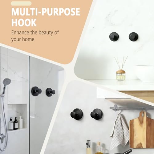 Matte Black Vacuum Suction Cup Wreath Hangers for Glass Door (2-Pack)
