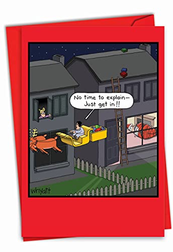 Funny Christmas Card Just Get In - Holiday Greeting Card with Envelope