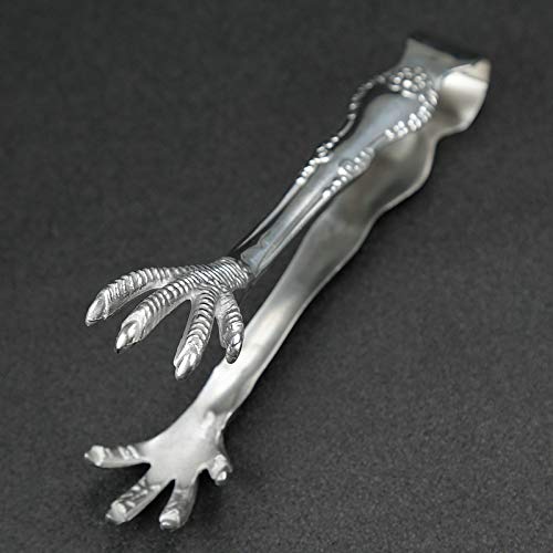 MASSJOY 1pcs Eagle Claw Shaped Ice Tongs for Bar & Ice Serving, 8 Inch Stainless Steel