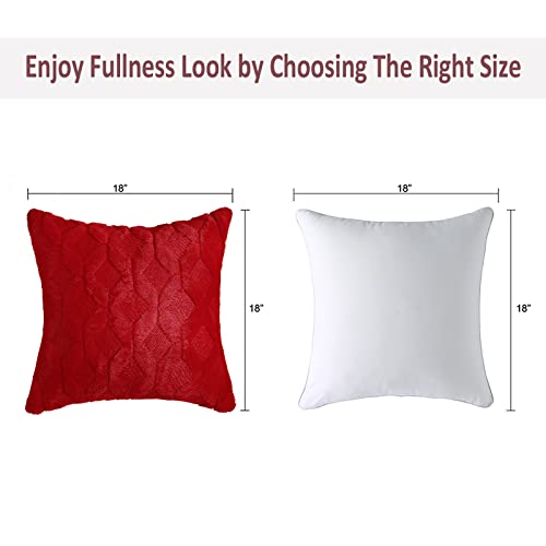 Volcanics Pack of 2 Christmas Red Faux Wool Throw Pillow Covers 20x20 Inches