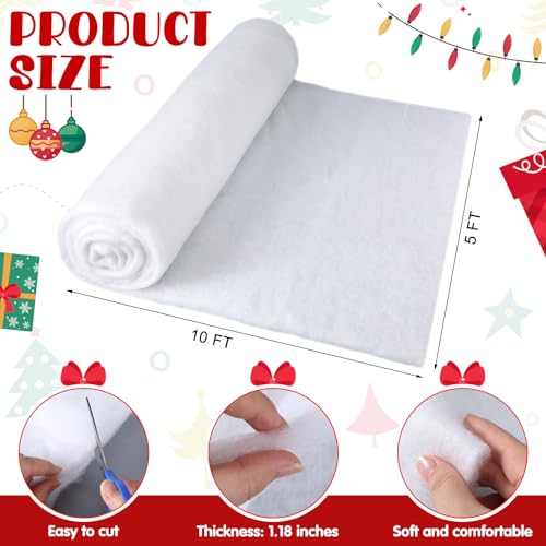 Artificial Snow Blanket Roll 5x10 ft - Thick Faux Snow Mat for Christmas Decor