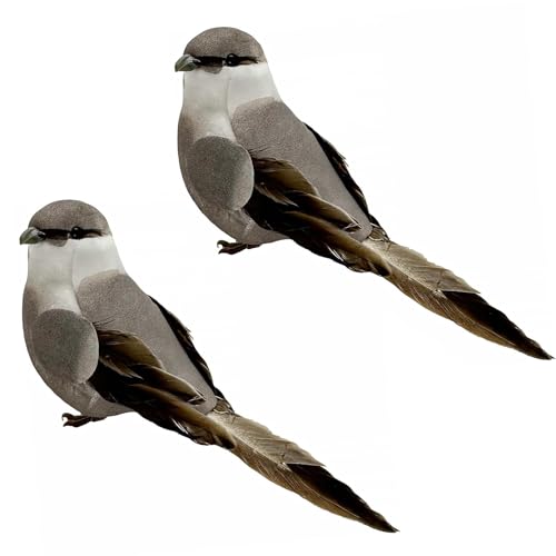 Northern Mockingbird Artificial Bird Ornament 2-Pack for Home Decor & Crafts
