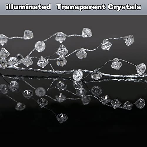 Jishi Diamond Ice Wire Christmas Garland 20 ft - Clear Plastic Bead & Branch, Diamond Accent