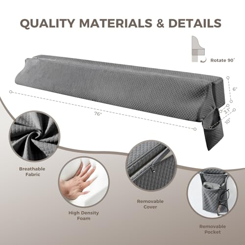 King Size Bed Wedge Gap Filler Pillow - Adjustable & Foldable