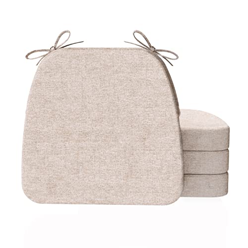 D-Shaped Dining Chair Cushions, 2-Inch Thick Seat Pads, Set of 4, Oatmeal