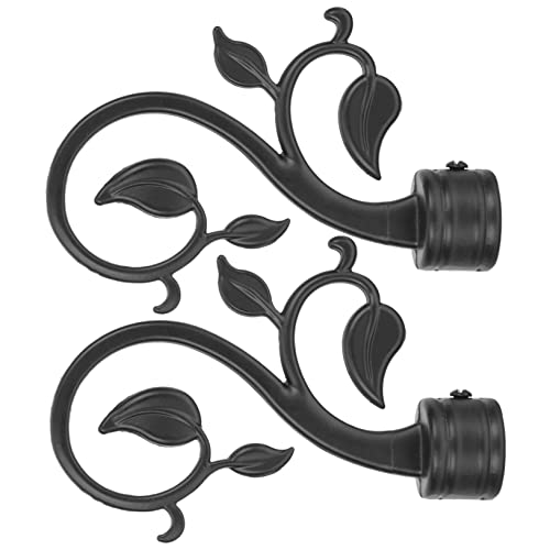 Decorative Metal Curtain Rod Finials, Black Aluminum Alloy Ends - 2 Pack