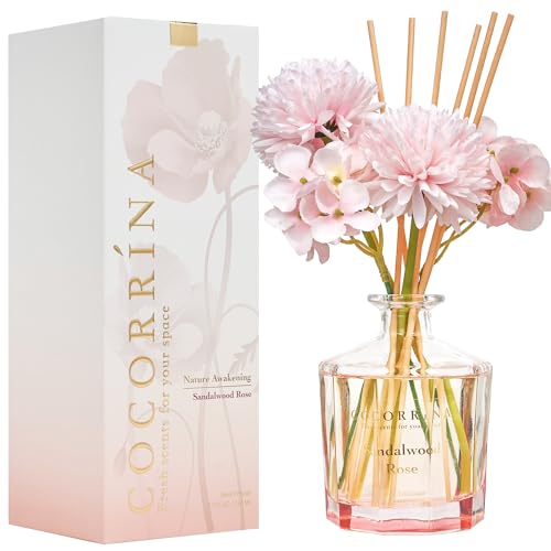 Sandalwood Rose Reed Diffuser Set 8.5oz with Preserved Flower Accent