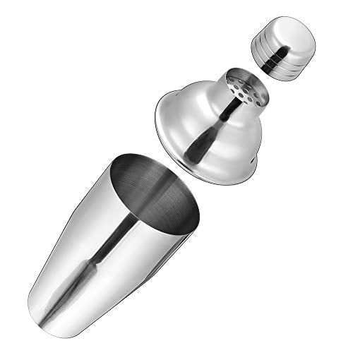 Etens 24oz Silver Cocktail Shaker with Built-In Strainer – Stainless Steel Bartender Mixer