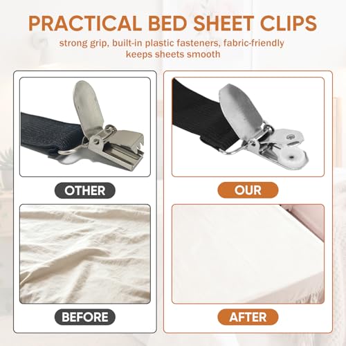 Adjustable Bed Sheet Holder Straps - 2Pcs Elastic Grippers for Fitted Sheets