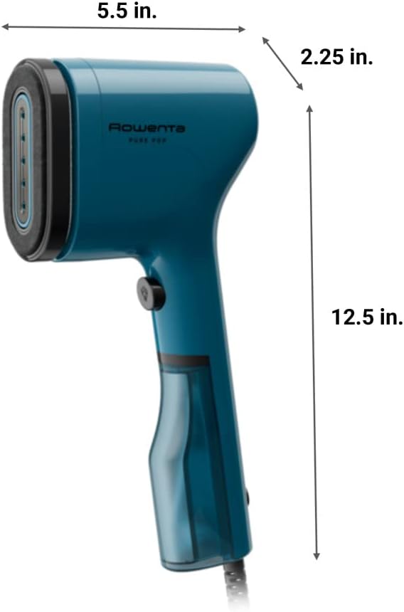 Rowenta PurePop Handheld Steamer - 15-Second Heat-Up, 2.3 Oz Capacity, Portable Travel Iron - Blue