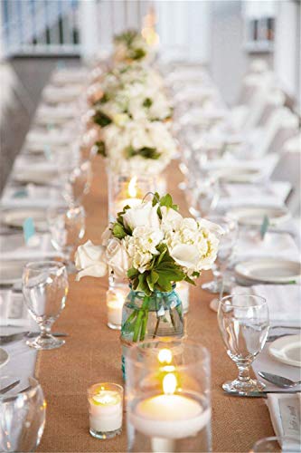B-COOL 2 Pack 13x108 Inch Khaki Burlap Table Runners - Rustic Farmhouse Decor