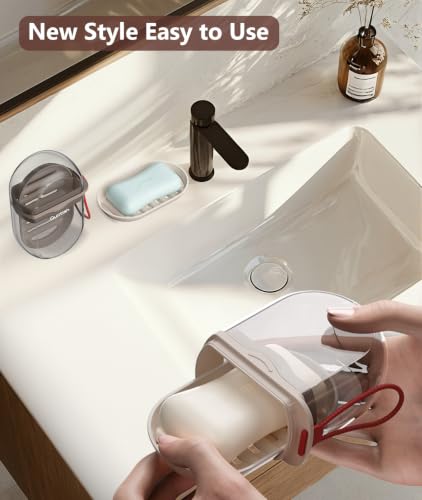 Leakproof Travel Soap Case with Lid - Portable Bar Soap Holder for Camping