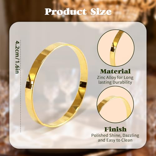 100 Pcs Gold Metal Napkin Rings, Elegant Round Napkin Holders for Weddings