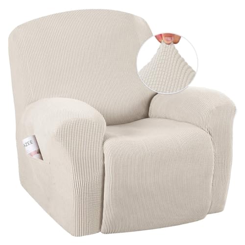 Super Stretch Recliner Cover - Non-Slip, Soft Jacquard, Ivory
