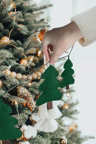 Green Christmas Tree Garland with Cotton Filling - Handmade Felt Ribbon for Holiday Decor