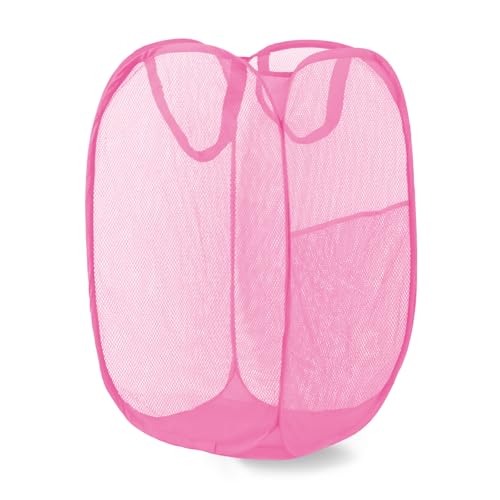 Collapsible Mesh Laundry Hamper - Foldable Pop Up Basket for Travel