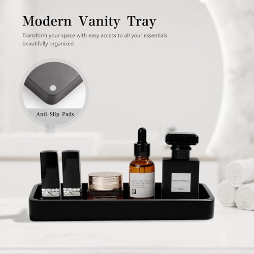 4-Piece Matte Black Bathroom Accessory Set - Resin Soap Dispenser & Holder