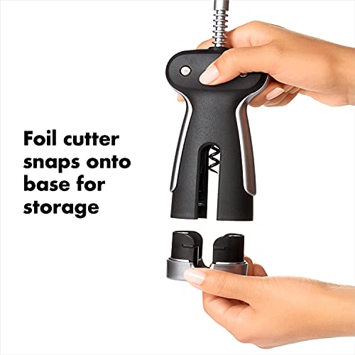 OXO Steel Winged Corkscrew with Removable Foil Cutter - Easy Bottle Opener