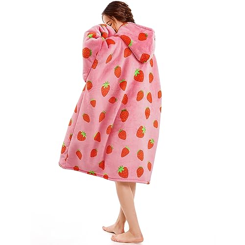 Oversized Wearable Blanket Hoodie, Sherpa Fleece Loungewear for Adults