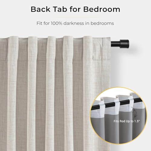 100% Blackout Curtains 84" Long - Thermal Insulated Linen Look Drapes (2 Panels)