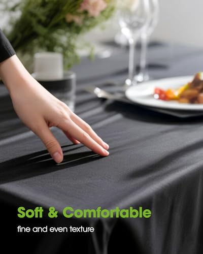 Black Rectangle Polyester Tablecloth 60 x 84 Inch - Washable Cover