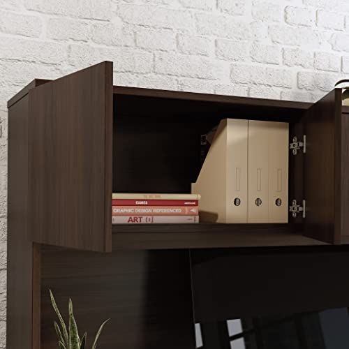 60-Inch Office Desk Hutch with Hidden Storage, Noble Elm Finish