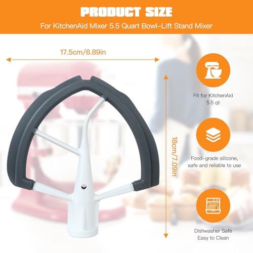 Flex Edge Beater for 5.5 Quart Stand Mixers with Silicone Scraper Blade
