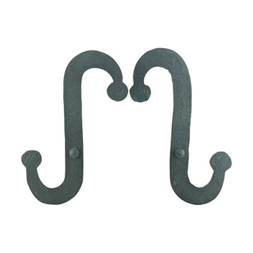6.25-inch S-Shaped Wrought Iron Shutter Dogs - Black Decorative Pair
