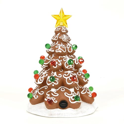 Lit Cookie Christmas Tree Figurine - 6.5" Porcelain Village Decor