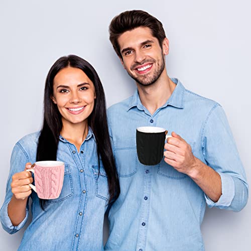 4 Pcs Reusable Knitted Coffee Mug Sleeves, Stretchy Wool Cup Cozy Set