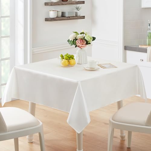 Counfeisly 6 Pack Satin Tablecloth, Off White 60 x 84 Inches – Rectangle