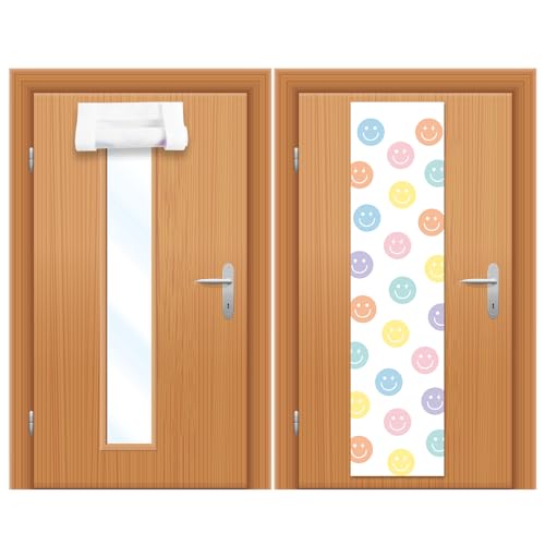 2Pcs Pastel Smile Face Blackout Door Window Shades for Classroom Office