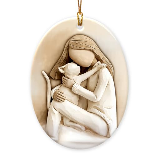 Veryhomy 2026 Cat Christmas Ornament - Cat Lover Gift, Ceramic Cat with Ribbon