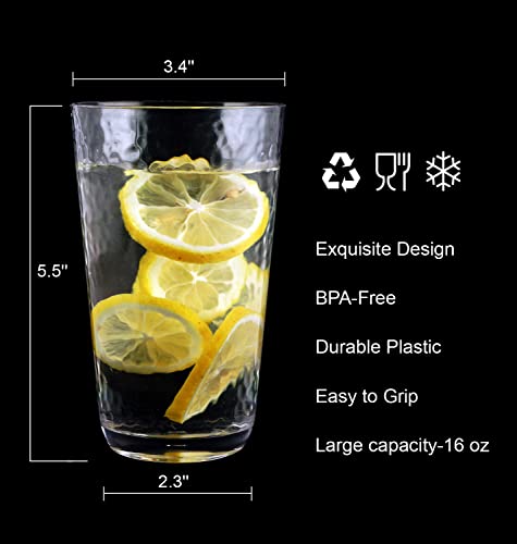 Fulong 16 oz Plastic Highball Glasses Set of 8 - Unbreakable Water & Beverage Tumbler