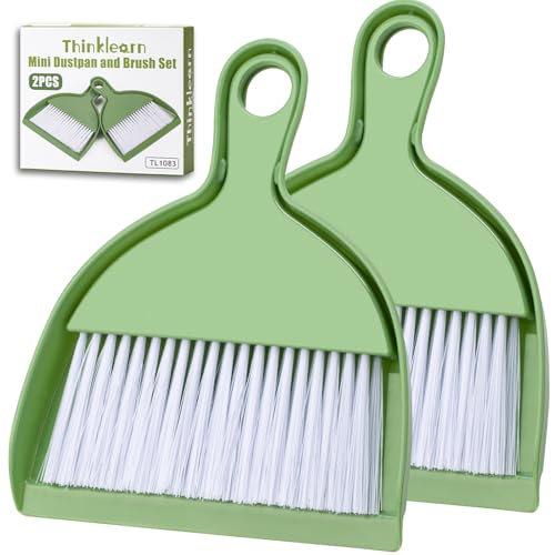 2-Pack Small Dustpan and Brush Set - Mini Broom Combo for Desk & Home
