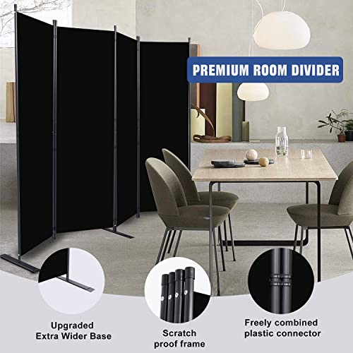 4-Panel Folding Room Divider Screen - 6ft Tall Fabric Privacy Partition