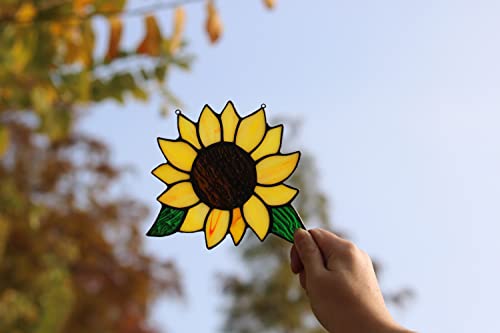 Handmade Sunflower Stained Glass Suncatcher for Window Decor
