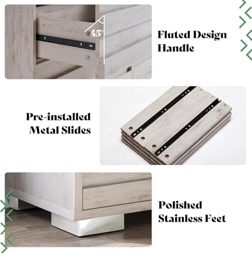 2-Piece Farmhouse Bedroom Set: Full Bed Frame and 6-Drawer Dresser