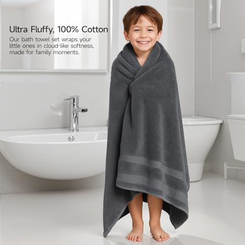 Oversized 100% Cotton Bath Towels - 35 x 70 Inch Absorbent Sheets, Set of 2