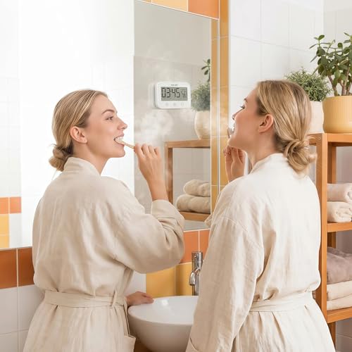 Waterproof Digital Shower Clock with Timer, Temperature and Humidity Display