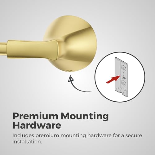 Pfister Willa Bath Towel Bar for Bathroom, 24-Inch, Wall-Mounted, Screw-in, Brushed Gold Finish, BTBWLL2BG