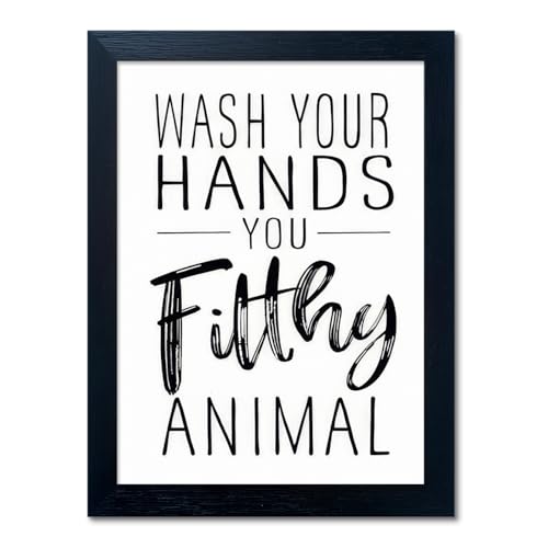 Boswaydeco Black and White Bathroom Wall Art Quotes Framed Canvas Sign 8x10
