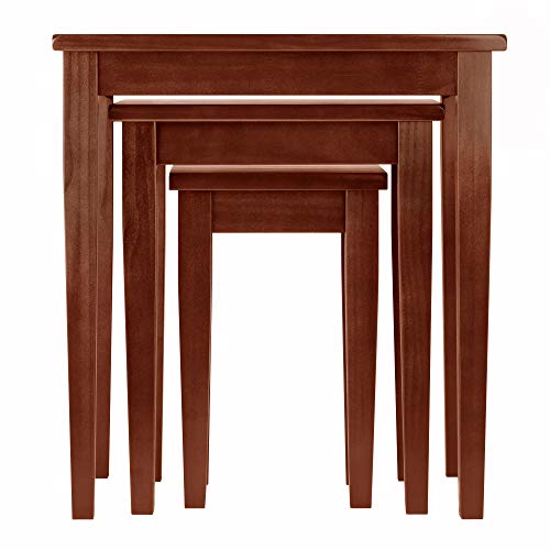 Set of 3 Nesting Accent Tables, Solid Wood Stackable Tables in Walnut