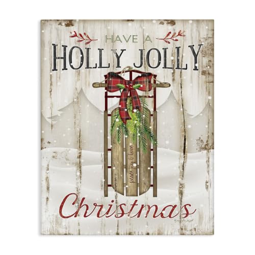 Stupell Industries 'Holly Jolly Christmas Sleigh Wood Texture'|