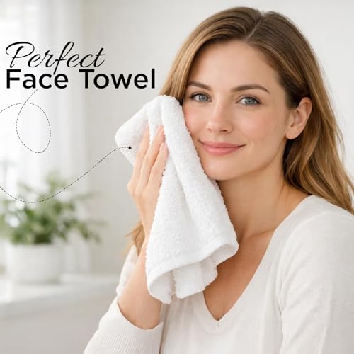 Dan River 24-Pack Cotton Washcloths Set - 12x12 Quick Dry White Face Towels