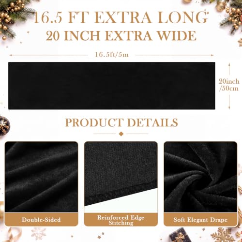 Yinder Black Velvet Christmas Garland 16.5ft – Extra Wide, Double-Sided Luxury Ribbon