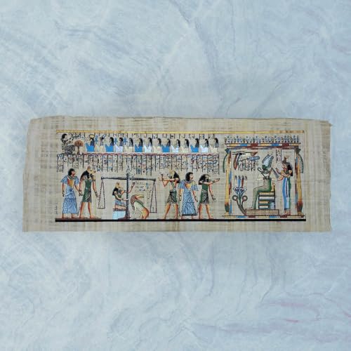 Egyptian Hand-Painted Papyrus of Hunefer Final Judgment 35x80cm - Sacred Wall Art
