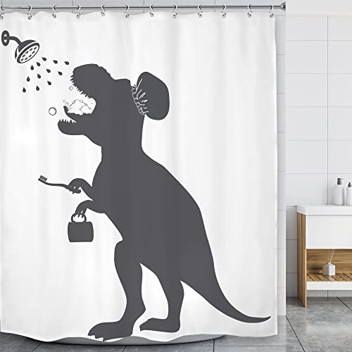 Dinosaur Silhouette Shower Curtain Set - 60x71 Waterproof Fabric