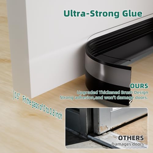 Under Door Draft Stopper with Brush - 39" Self-Adhesive Door Sweep
