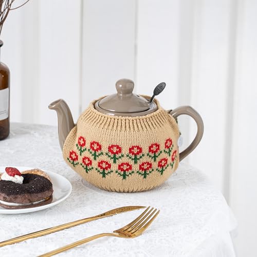 Knitted Acrylic Teapot Cosy for 400-600ml Tea Pots, Two-Piece Dust Cover